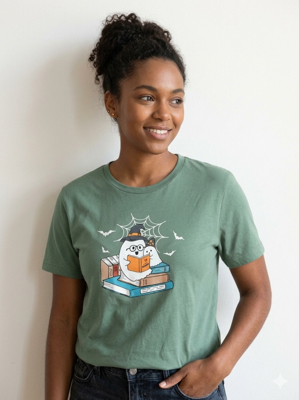 Ghost Family Reading Tee - Green